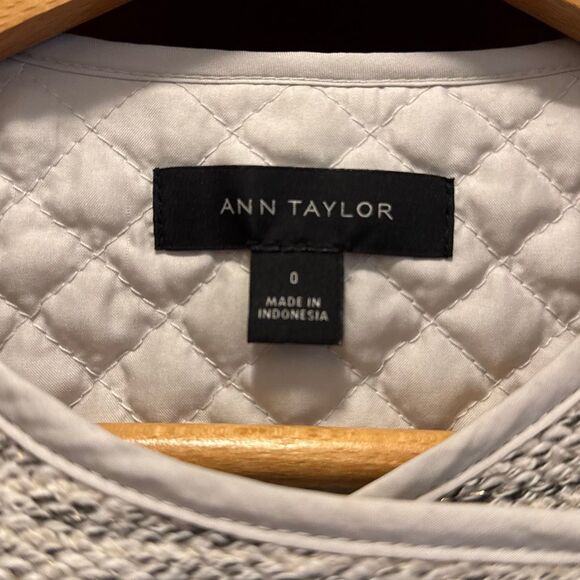 Ann Taylor Zip Up Heathered White Black Blazer Jacket Women’s 0 - Picture 3 of 6